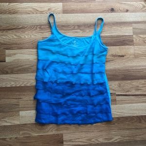 Blue Ombré Ruffle Tank